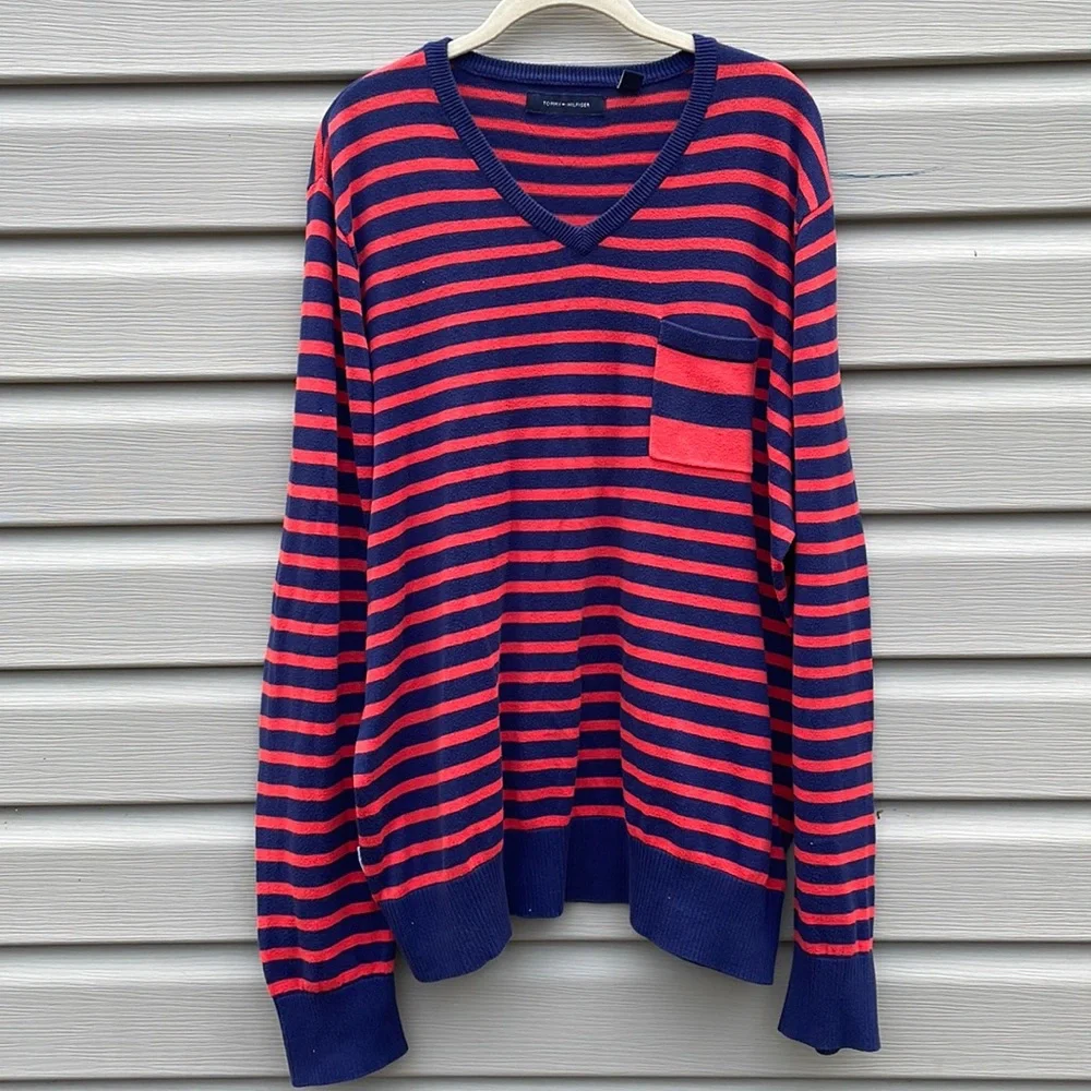 Tommy Hilfiger Striped V-Neck Sweater